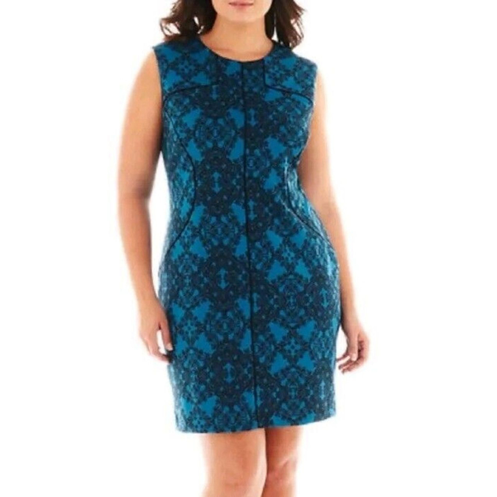 Womens Worthington Dress Teal/black Sleeveless Size Small. Zip-up. Pre-owned.